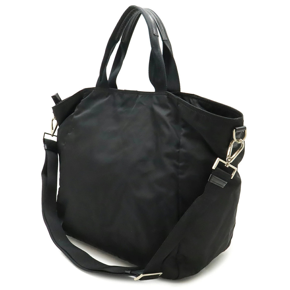 Prada Bag Leather Tote Black NERO Crossbody Saffiano Triangle Tessuto Black